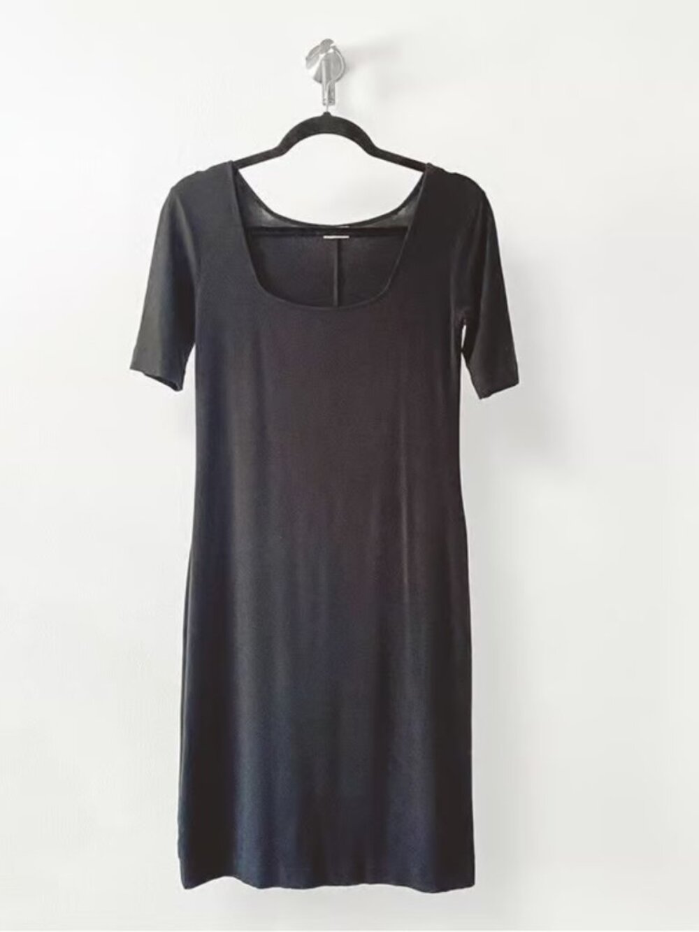 Three Dots Lyrca Spandex Square Neck Fall Summer Vacation Casual Chic MIDI Dress